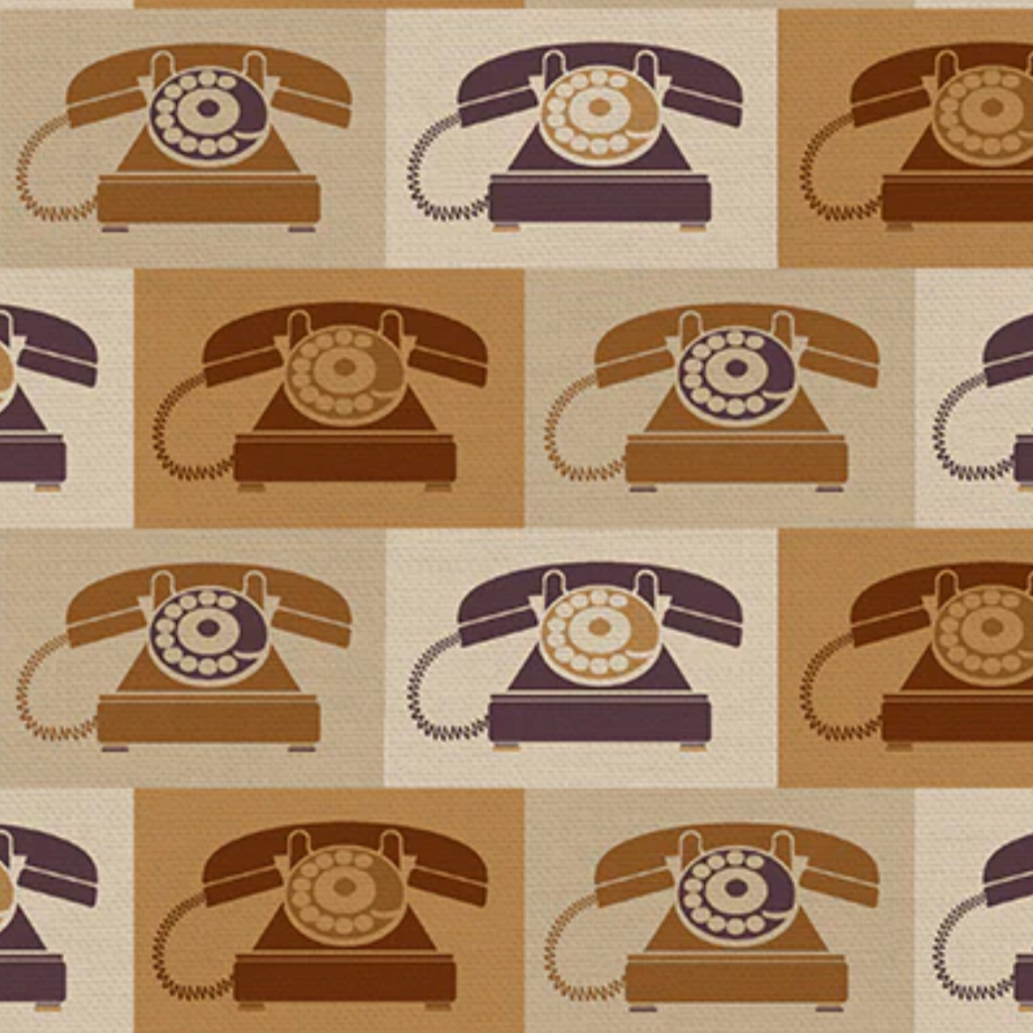 Hoodie Crescent Paintbrush Studio Fabrics Ring Ring Vintage Telephones Brown 1200005