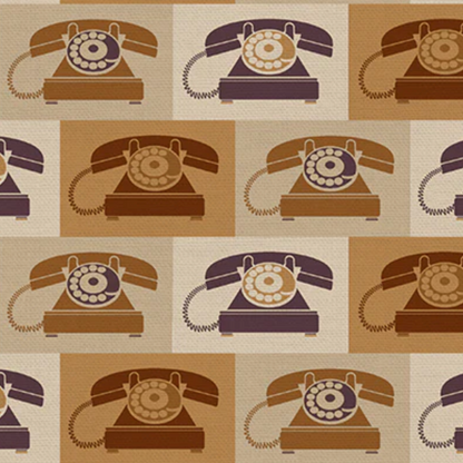 Hoodie Crescent Paintbrush Studio Fabrics Ring Ring Vintage Telephones Brown 1200005