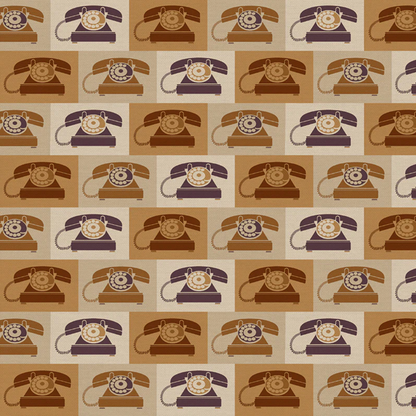 Hoodie Crescent Paintbrush Studio Fabrics Ring Ring Vintage Telephones Brown 1200005