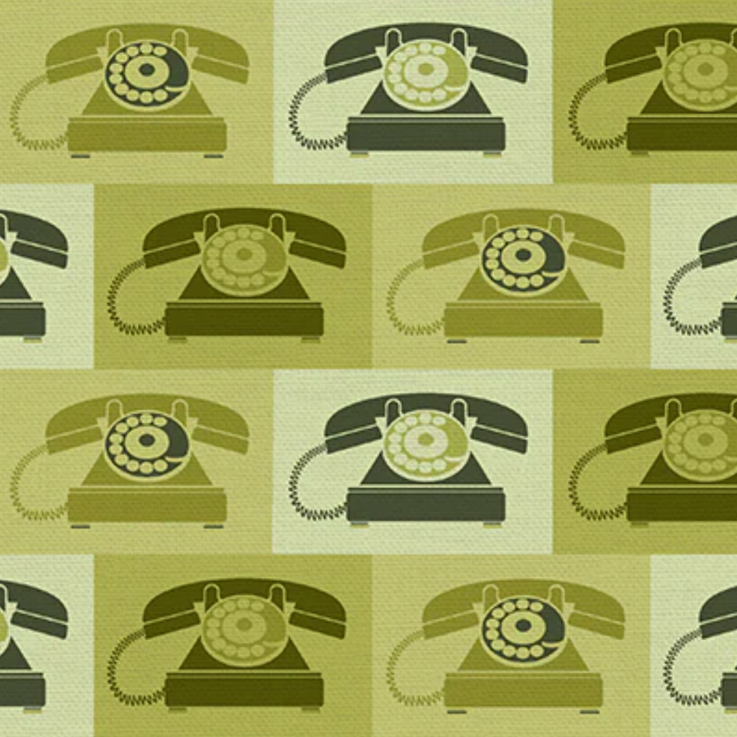 Hoodie Crescent Paintbrush Studio Fabrics Ring Ring Vintage Telephones Green 1200003