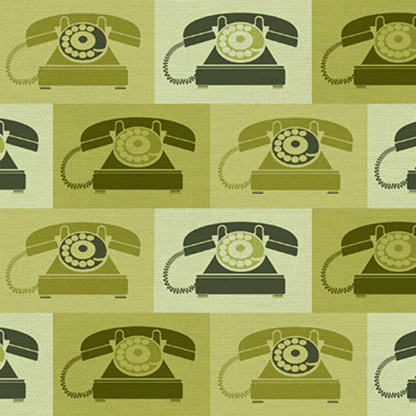 Hoodie Crescent Paintbrush Studio Fabrics Ring Ring Vintage Telephones Green 1200003