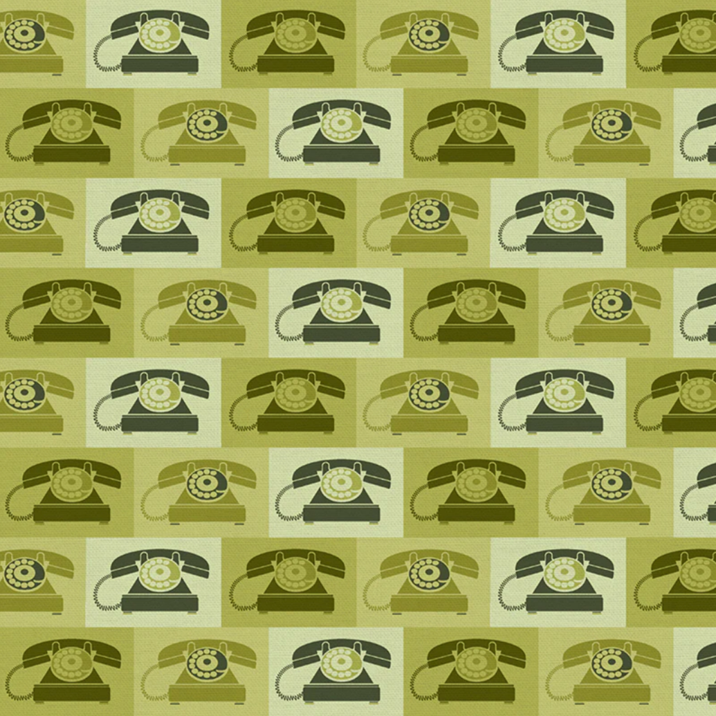 Hoodie Crescent Paintbrush Studio Fabrics Ring Ring Vintage Telephones Green 1200003