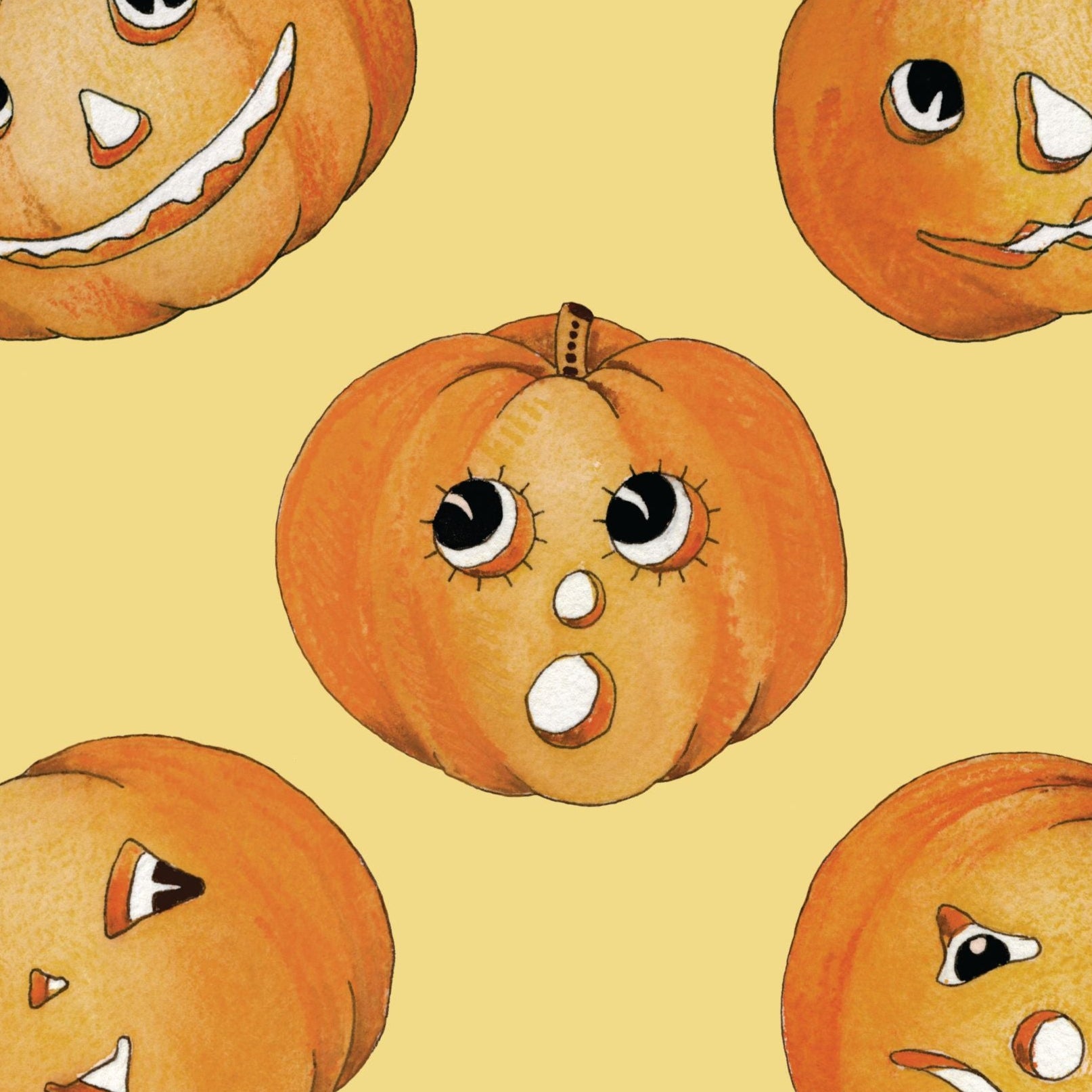 J. Wecker Frisch Riley Blake Designs Pumpkin Patch Tossed Jacks Yellow C14580