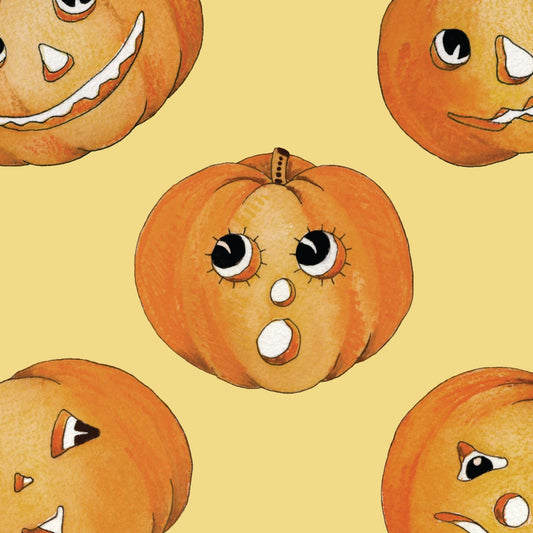 J. Wecker Frisch Riley Blake Designs Pumpkin Patch Tossed Jacks Yellow C14580