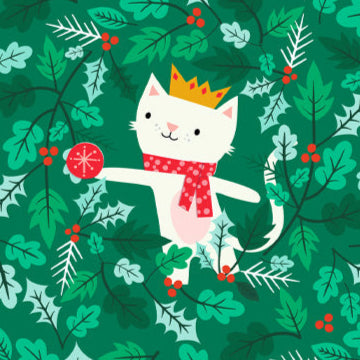 Jane Farnham Dashwood Studio Fabrics Cosy Christmas Kitty Cat Christmas Trees COSY2264
