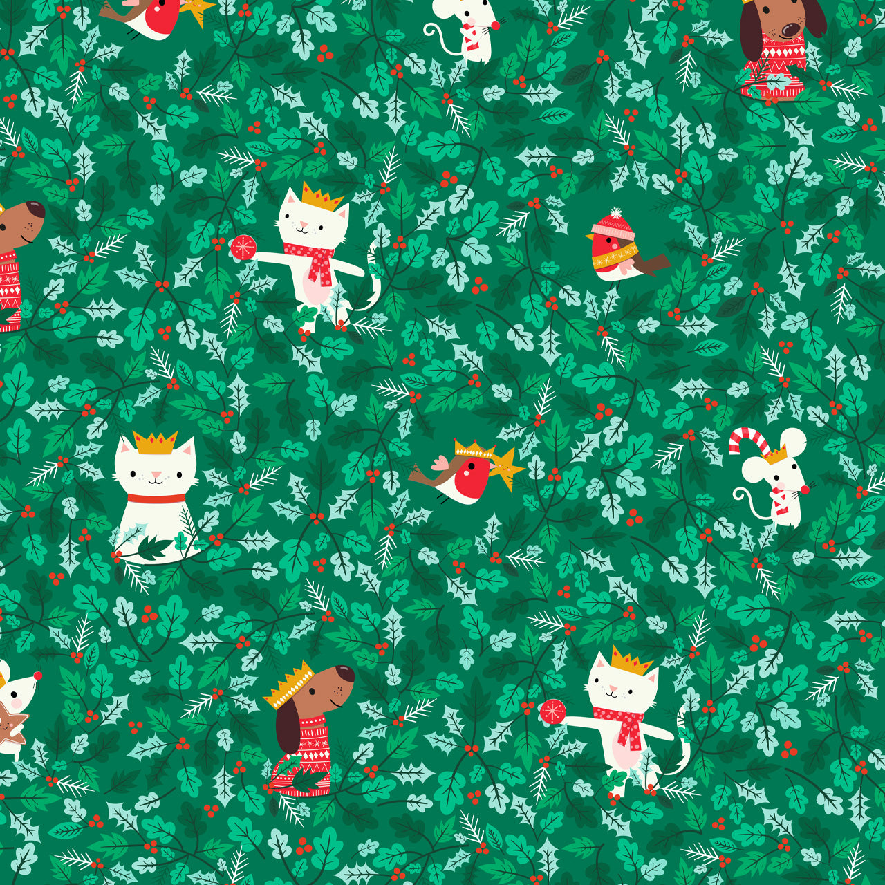 Jane Farnham Dashwood Studio Fabrics Cosy Christmas Kitty Cat Christmas Trees COSY2264