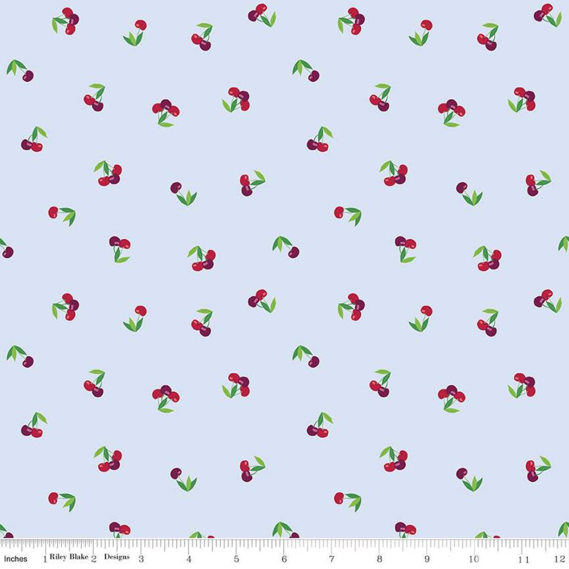 Jill Finley Riley Blake Fabrics Cloudburst Cherries C16181-MIST