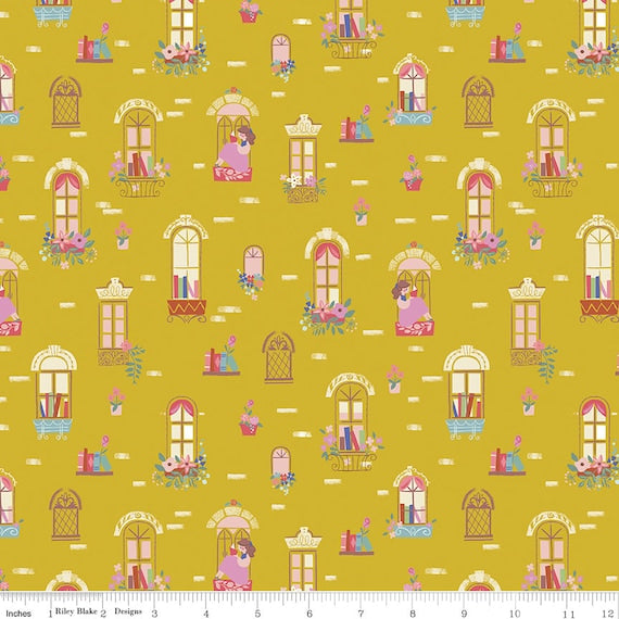 Jill Howarth Beauty and the Beast Windows Gold Riley Blake C9531-GOLD