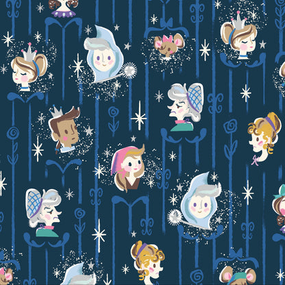 Jill Howarth Riley Blake Designs Cinderella Wishes Cast SC18071-NAVY Sparkle