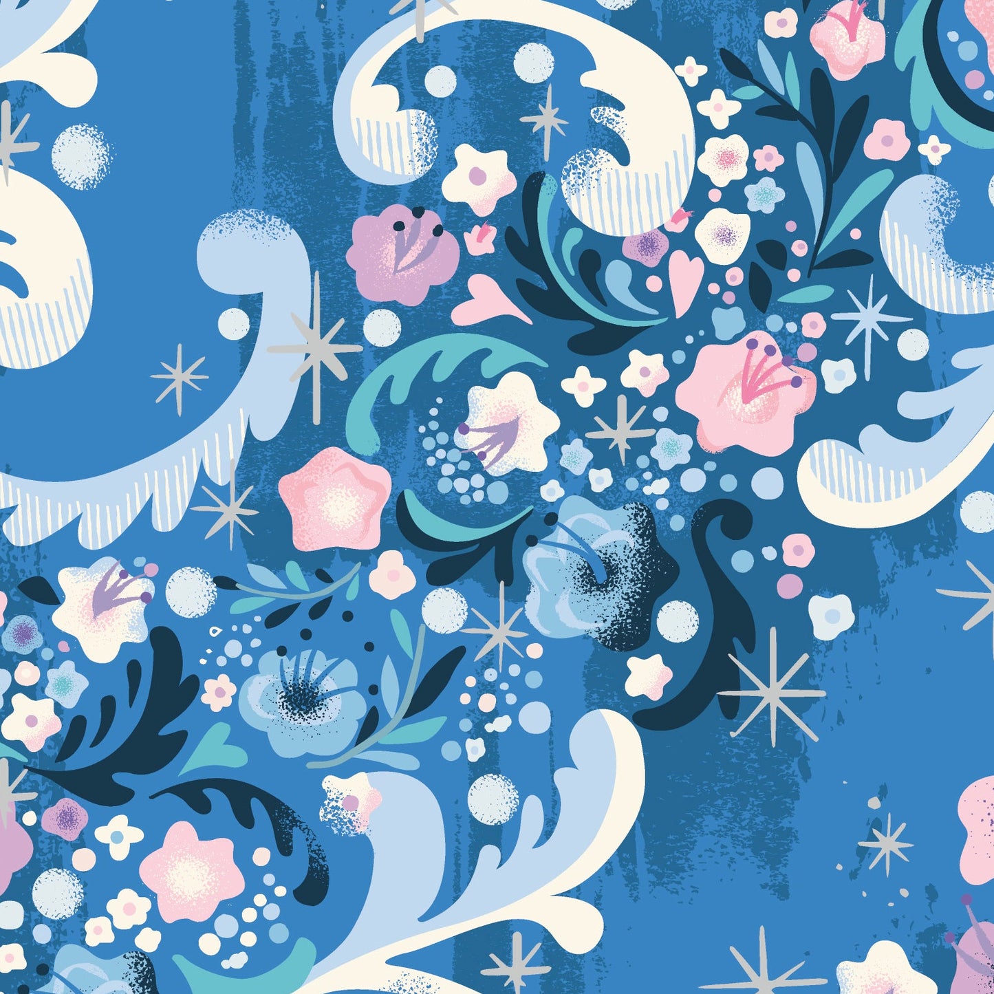 Jill Howarth Riley Blake Designs Cinderella Wishes Cindy's Flowers SC18074-BLUEBERRY Sparkle