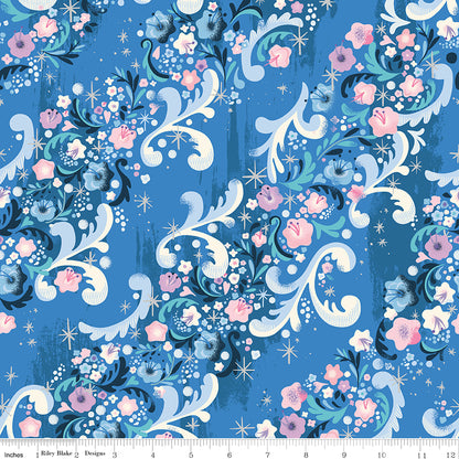 Jill Howarth Riley Blake Designs Cinderella Wishes Cindy's Flowers SC18074-BLUEBERRY Sparkle