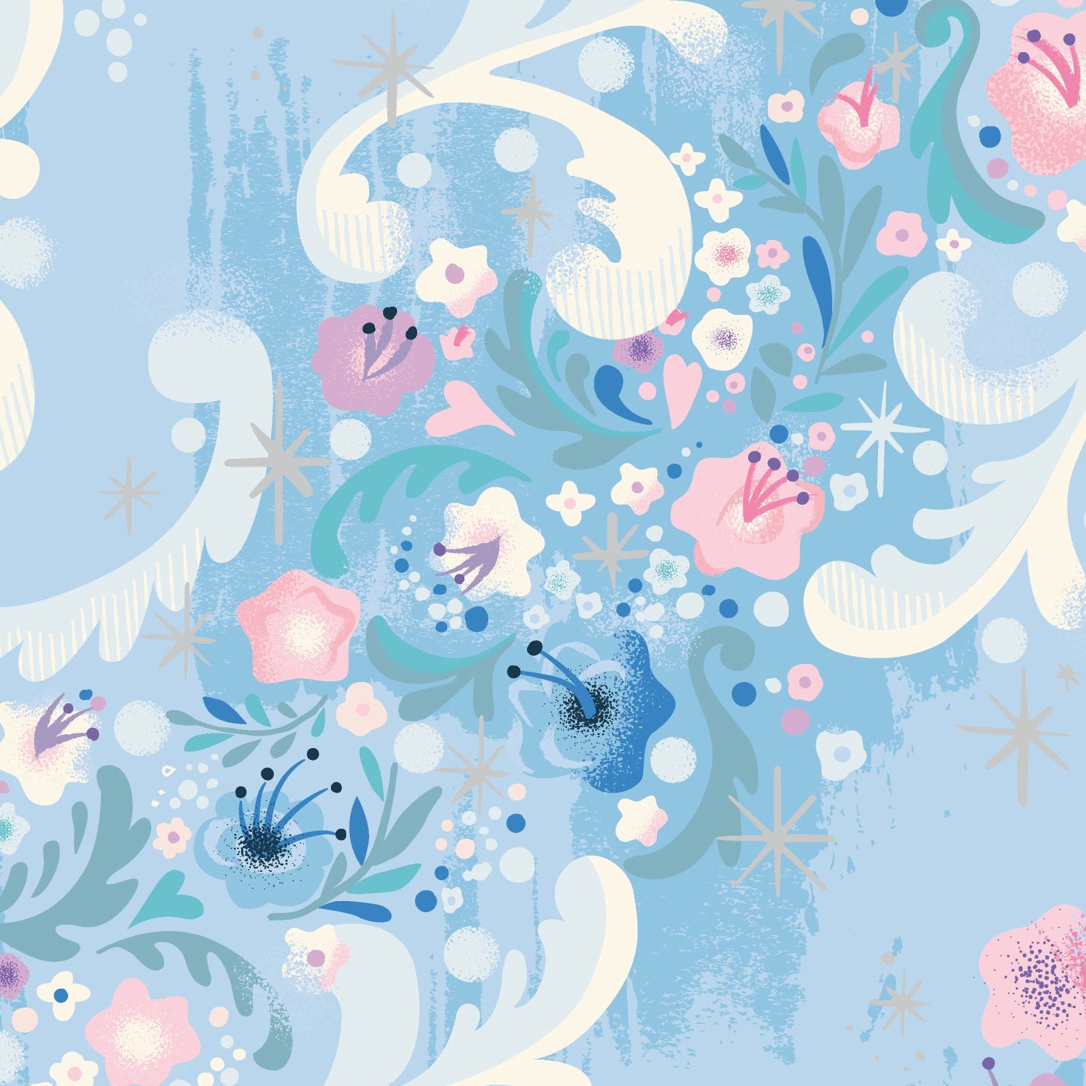Jill Howarth Riley Blake Designs Cinderella Wishes Cindy's Flowers SC18074-FROST Sparkle