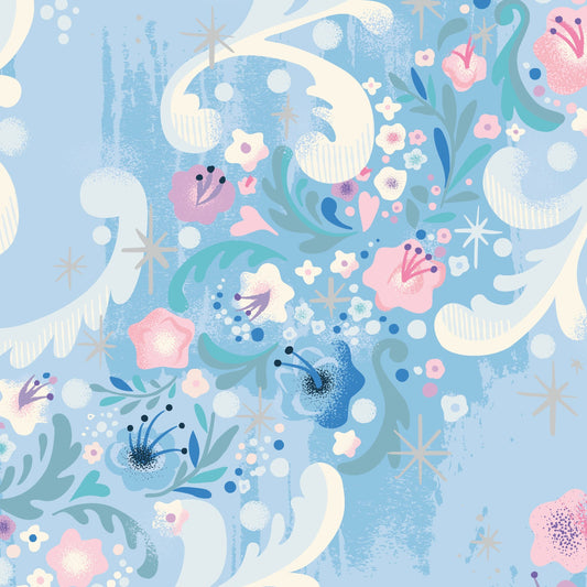 Jill Howarth Riley Blake Designs Cinderella Wishes Cindy's Flowers SC18074-FROST Sparkle