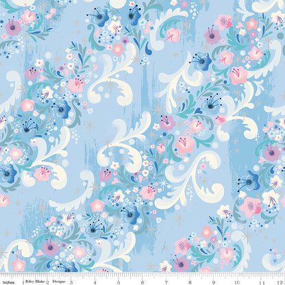 Jill Howarth Riley Blake Designs Cinderella Wishes Cindy's Flowers SC18074-FROST Sparkle