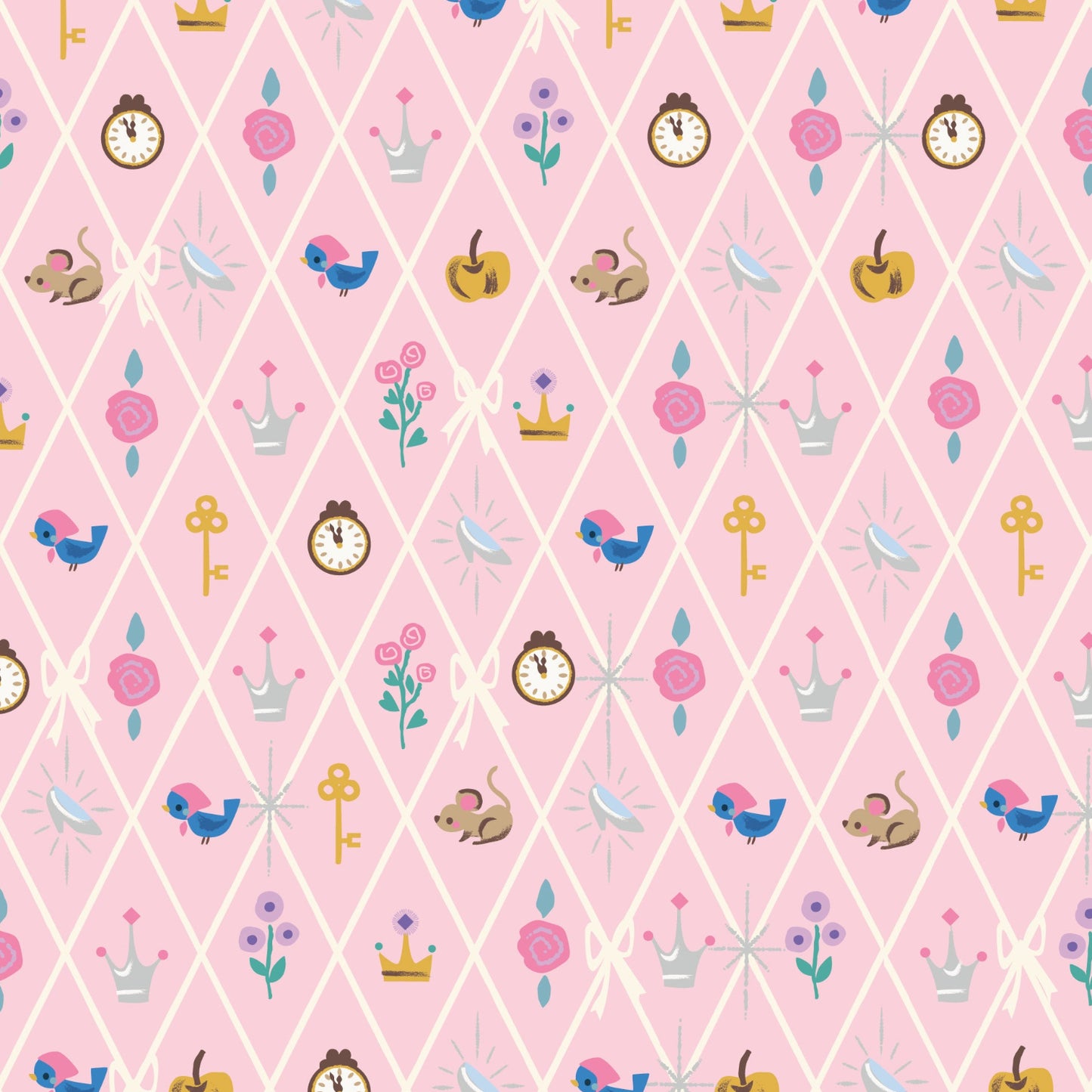Jill Howarth Riley Blake Designs Cinderella Wishes Diamond SC18075-PETALPINK Sparkle