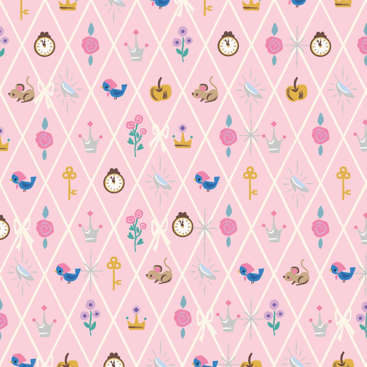 Jill Howarth Riley Blake Designs Cinderella Wishes Diamond SC18075-PETALPINK Sparkle
