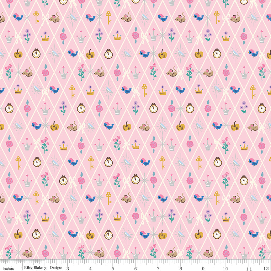 Jill Howarth Riley Blake Designs Cinderella Wishes Diamond SC18075-PETALPINK Sparkle