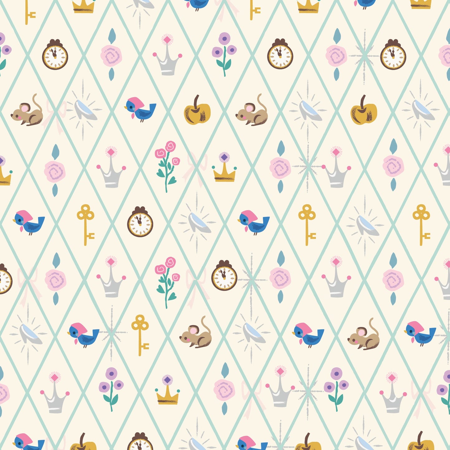 Jill Howarth Riley Blake Designs Cinderella Wishes Diamond SC18075-VINTAGEWHITE Sparkle