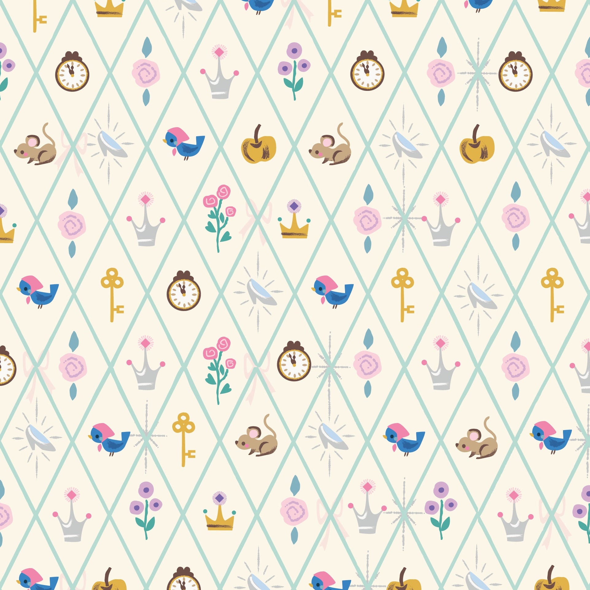 Jill Howarth Riley Blake Designs Cinderella Wishes Diamond SC18075-VINTAGEWHITE Sparkle