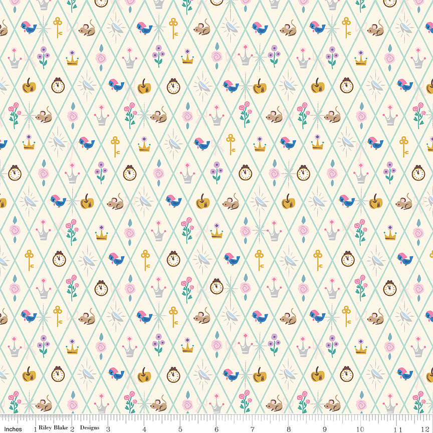 Jill Howarth Riley Blake Designs Cinderella Wishes Diamond SC18075-VINTAGEWHITE Sparkle