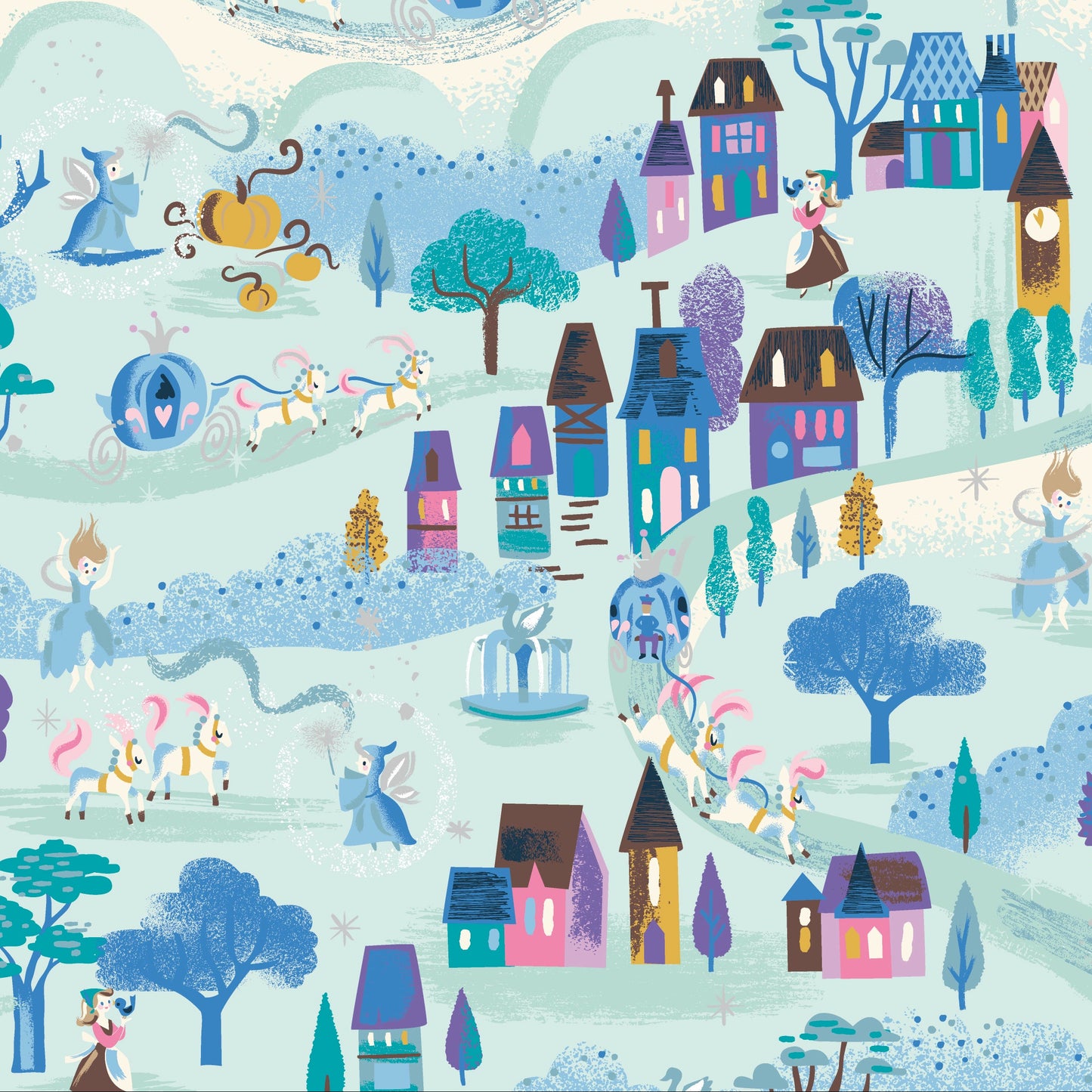 Jill Howarth Riley Blake Designs Cinderella Wishes Moonlight SC18072-BLEACHEDDENIM SPARKLE