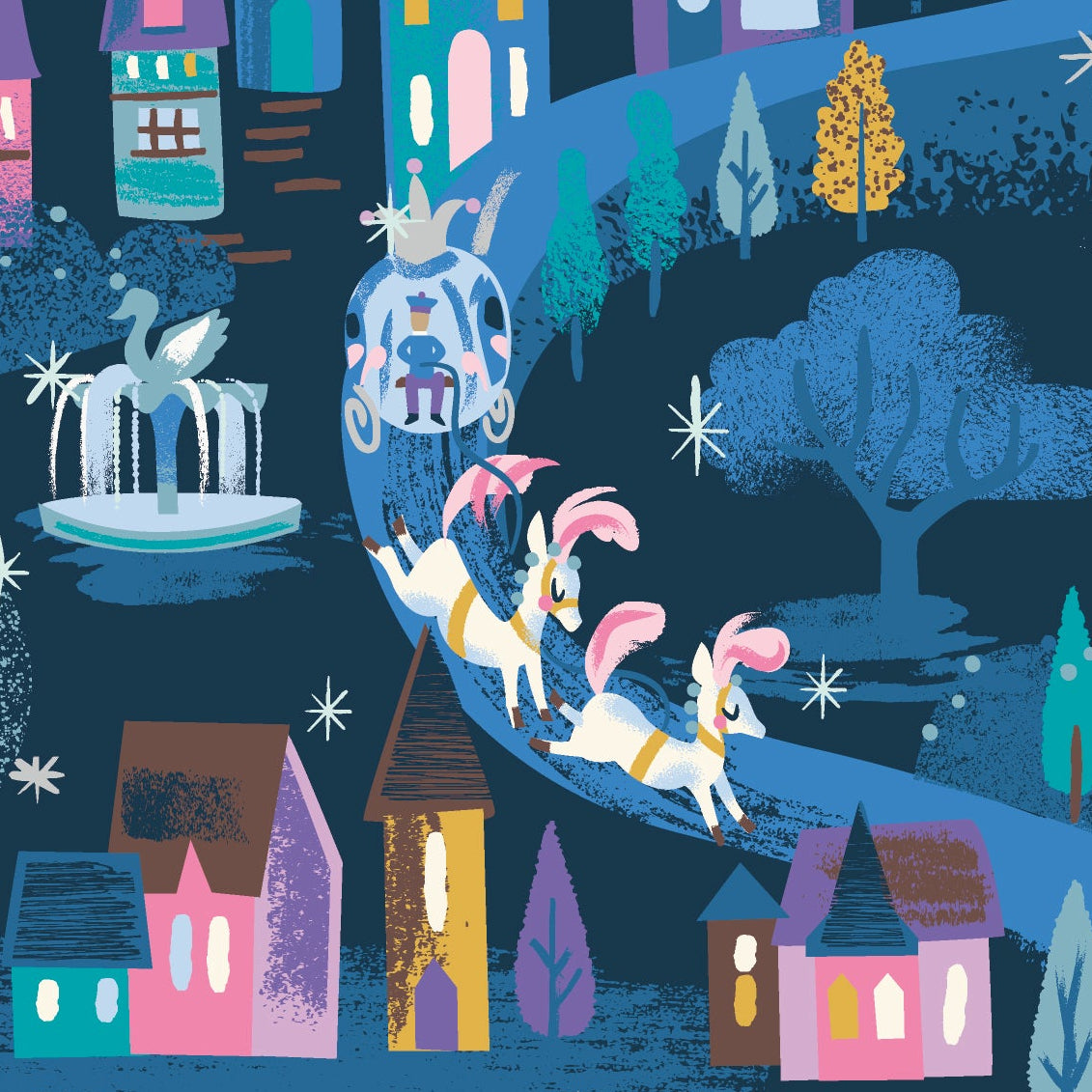 Jill Howarth Riley Blake Designs Cinderella Wishes Moonlight SC18072-BLUEBERRY SPARKLE