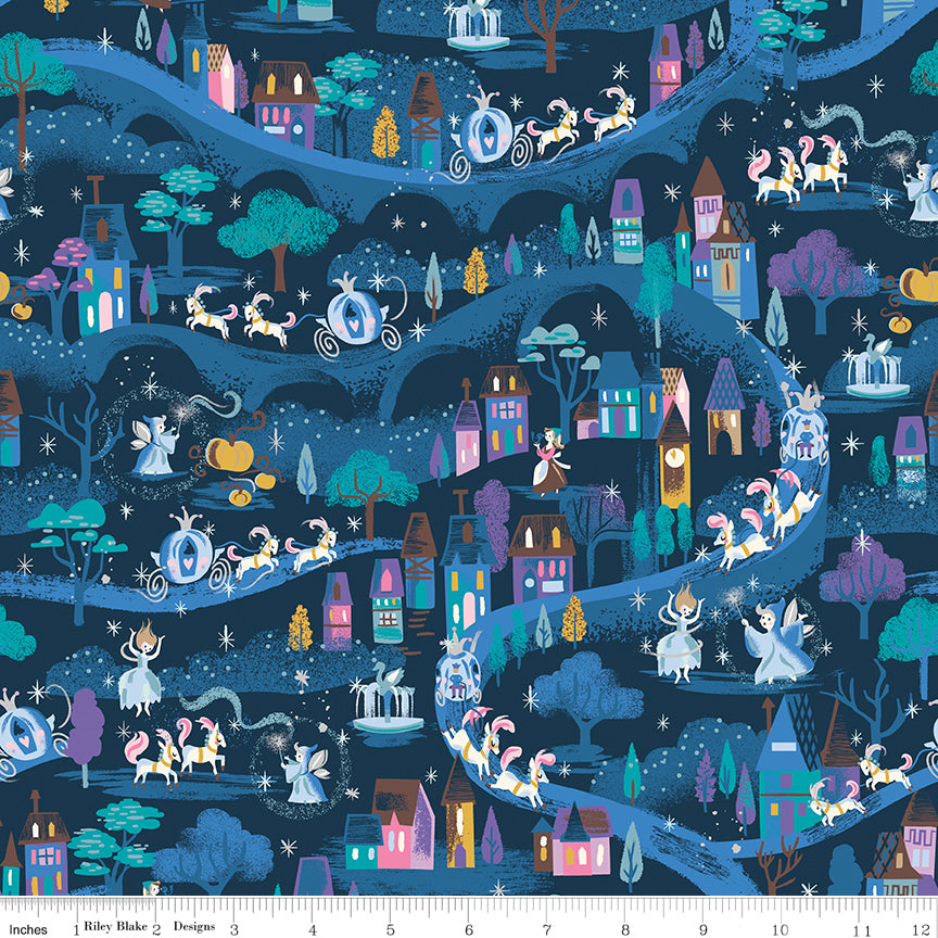Jill Howarth Riley Blake Designs Cinderella Wishes Moonlight SC18072-BLUEBERRY SPARKLE