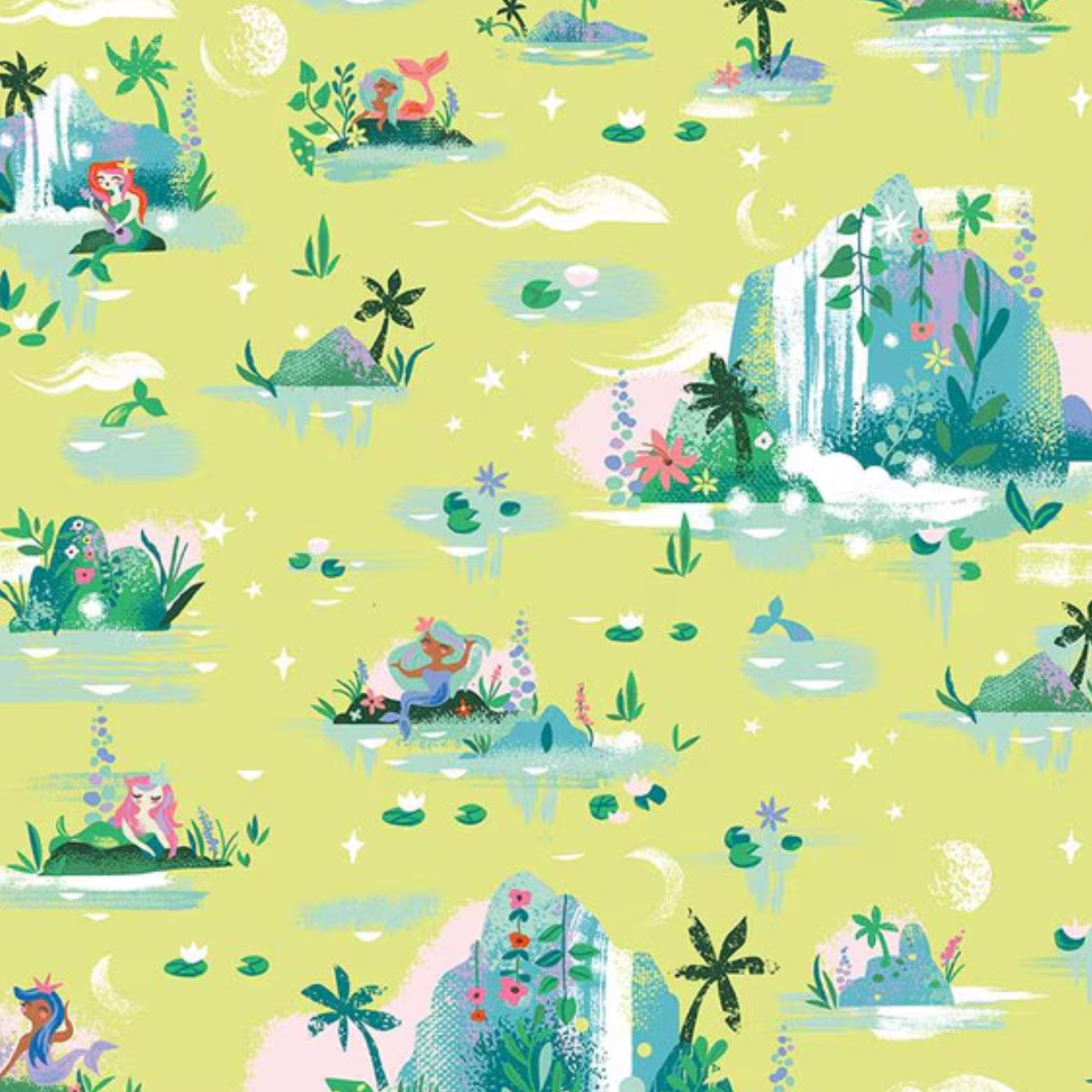 Jill Howarth Riley Blake Forever Neverland Mermaid Lagoon C15901-Lemongrass