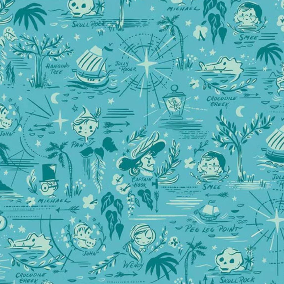 Jill Howarth Riley Blake Forever Neverland Neverland Map C15902-Peacock