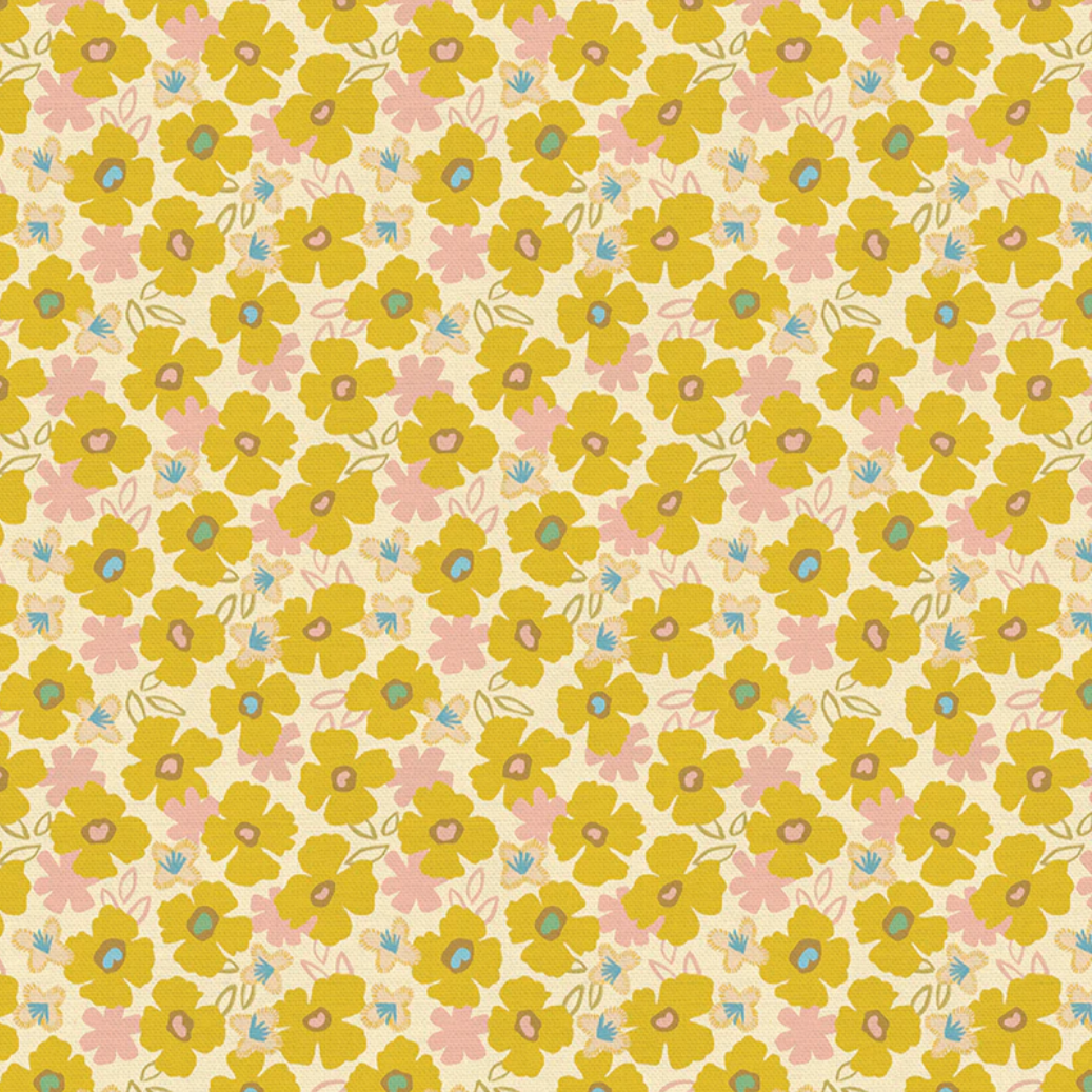 Kasey Free Paintbrush Studio Fabrics Cottage Blooms Meadow Yellow 12023666