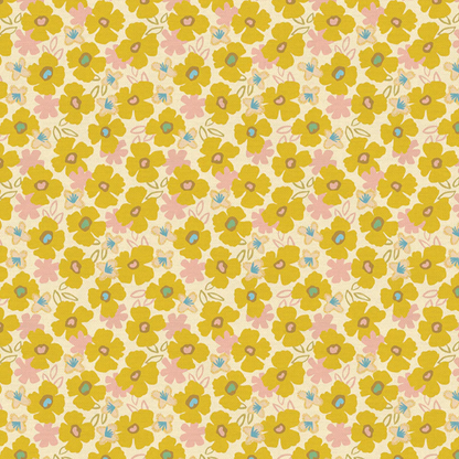 Kasey Free Paintbrush Studio Fabrics Cottage Blooms Meadow Yellow 12023666