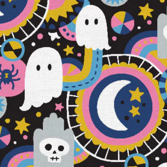Katie Larson Paintbrush Studio Fabrics Halloween Night Graveyard Black 120-21306