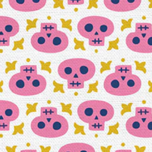 Katie Larson Paintbrush Studio Fabrics Halloween Night Skulls Pink 120-21312