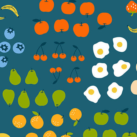 Kimberly Kight Moda Fabrics Ruby Star Society Egg and Friends Froot RS3093 15 Teal