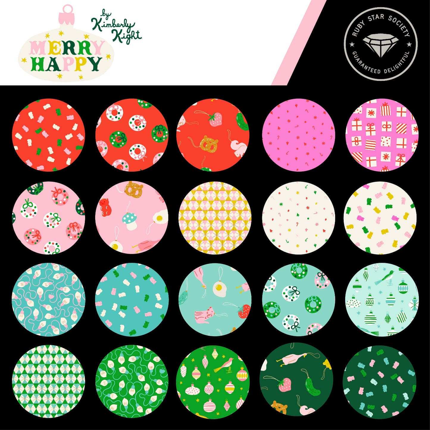 Kimberly Kight Ruby Star Society Moda Fabrics Merry Happy 5" Charm Pack RS3097PP