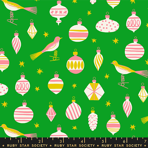 Kimberly Kight Ruby Star Society Moda Fabrics Merry Happy Baubles RS3098 15 Verdant