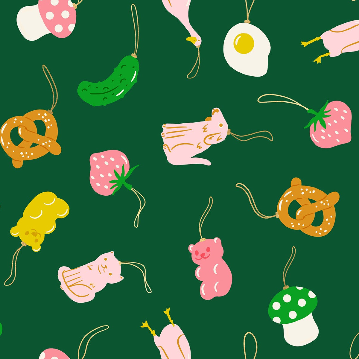Kimberly Kight Ruby Star Society Moda Fabrics Merry Happy Find the Pickle RS3097 15M Metallic Jade