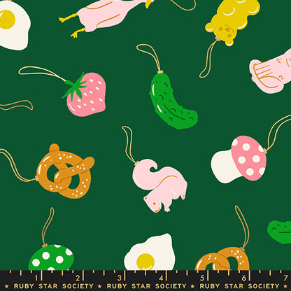 Kimberly Kight Ruby Star Society Moda Fabrics Merry Happy Find the Pickle RS3097 15M Metallic Jade
