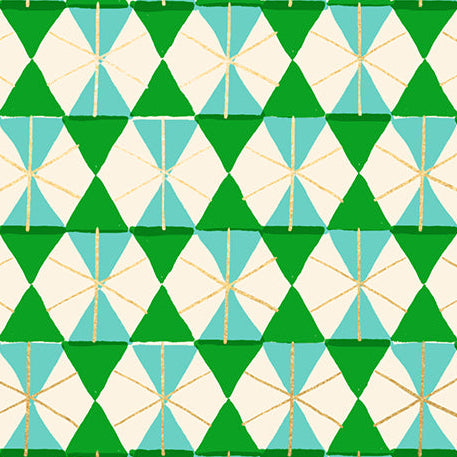 Kimberly Kight Ruby Star Society Moda Fabrics Merry Happy Happy Hexie RS3102 16M Metallic Verdant