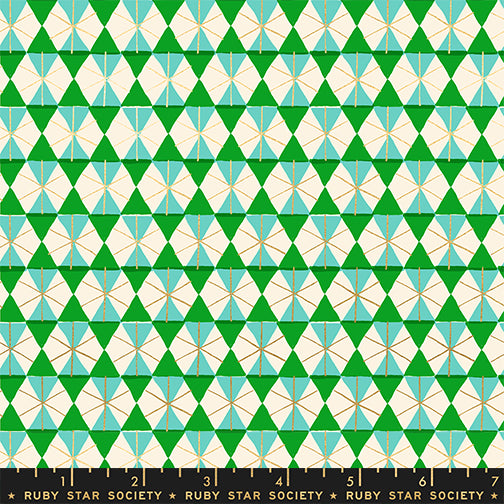 Kimberly Kight Ruby Star Society Moda Fabrics Merry Happy Happy Hexie RS3102 16M Metallic Verdant