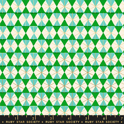 Kimberly Kight Ruby Star Society Moda Fabrics Merry Happy Happy Hexie RS3102 16M Metallic Verdant