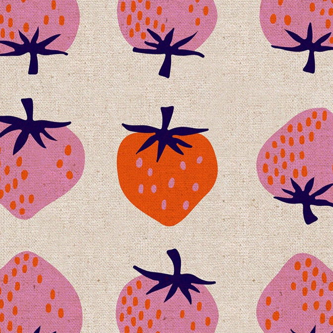 Kimberly Kight Ruby Star Society Moda Fabrics Strawberry Strawberry Natural Canvas RS308712L