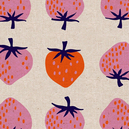 Kimberly Kight Ruby Star Society Moda Fabrics Strawberry Strawberry Natural Canvas RS308712L
