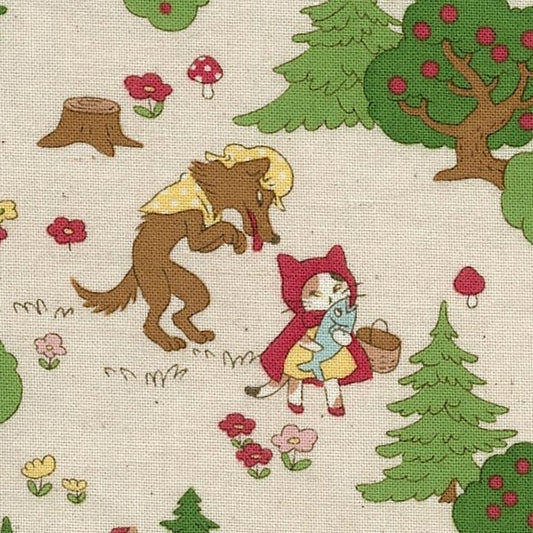 Kokka Funny Cats Little Red Riding Hood Ivory YK-36020_1_A