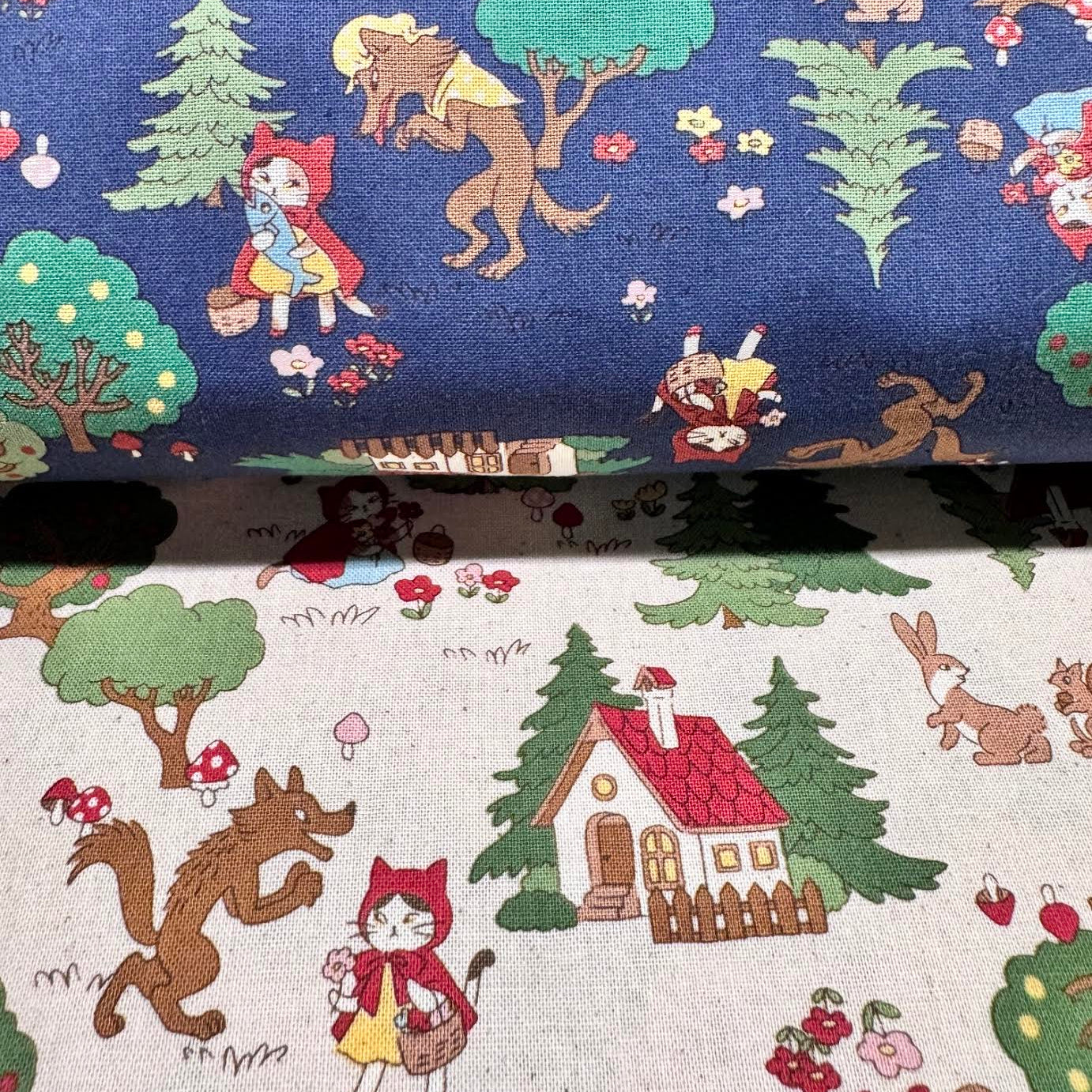 Kokka Funny Cats Little Red Riding Hood Ivory YK-36020_1_A