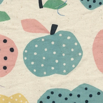 Kokka Japanese Import Fabric Nordic Girl Apples Ivory YKA-39010-1A