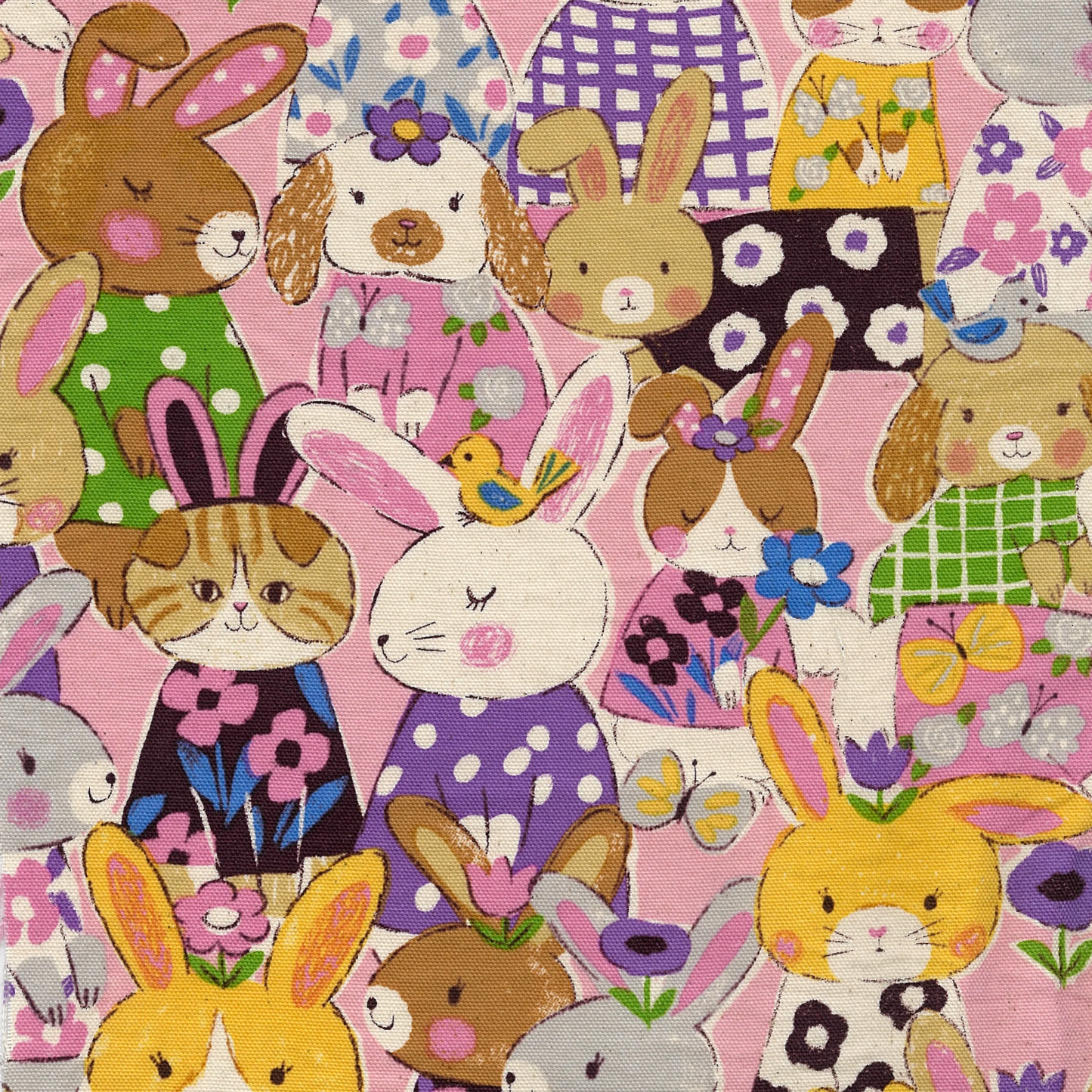 Kokka Japanese Import Fabric Powerful Animal Rabbit Cotton Oxford YGA-89000-1B