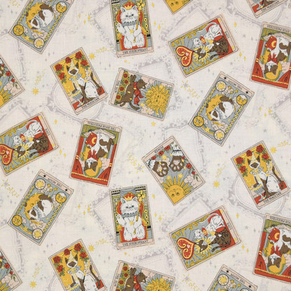 Kokka Japanese Import Fabric Tarot Cats YA-91050-1A Ivory