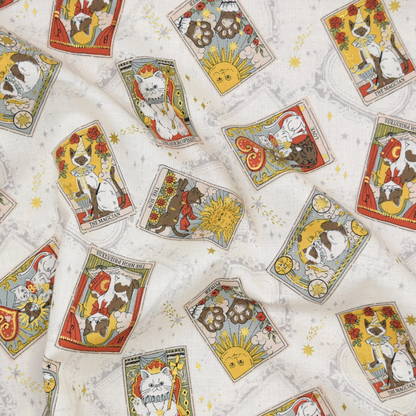 Kokka Japanese Import Fabric Tarot Cats YA-91050-1A Ivory