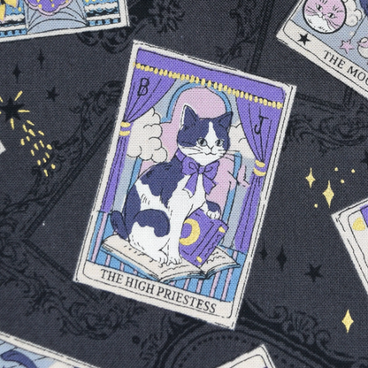 Kokka Japanese Import Fabric Tarot Cats YA-91050-1E Black
